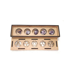 Juego de geometría de piedra de alta calidad, juego de caja de madera geométrica de cristal de piedra de lepidolita, juego de geometría de piedra Natural sagrada de sólidos platónicos - Product Image 4