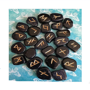 Vente en gros de pierres d'or bleues naturelles, ensemble de pierres précieuses en cristal de style Feng Shui pour guérir les pierres runiques minérales - Product Image 2