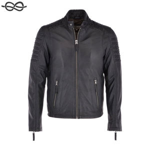 เสื้อแจ็คเก็ตหนังสำหรับนักขี่จักรยานสำหรับผู้ชาย, เสื้อแจ็กเก็ตมอเตอร์ไซค์สีดำคลาสสิก - Product Image 1