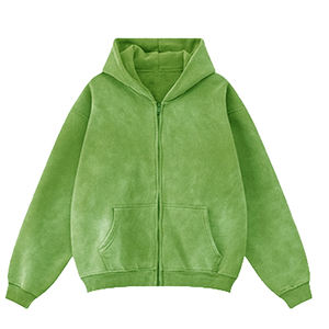 Vintage Acid Washed Long Sleeve Oversized <b>Zip</b> <b>up</b> Men's Hoodies Hooded Pullover for Men - Product Image 3