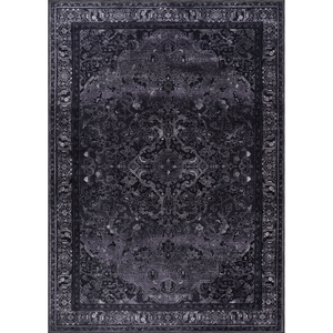 Alfombra lavable hecha a máquina con medallón geométrico negro tribal de Netline Home 1318 - Product Image 1