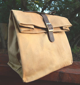 Sac fourre-tout à lunch en toile légère avec détails en cuir véritable Design pliable spacieux et poche à fermeture éclair Closure-LCLB-0002C - Product Image 3