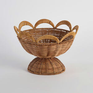 Ensemble de piédestal en rotin fait à la main, bol décoratif en osier naturel, décoration de table, rangement de bijoux, présentoir de cadeaux, artisanat écologique du Vietnam - Product Image 2