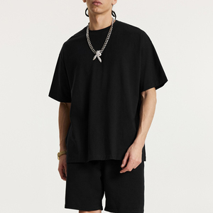 Camiseta negra personalizada para hombre, Camiseta de algodón de gran tamaño, Camiseta lisa de diseñador para hombre, envío DDP - Product Image 2