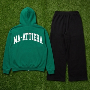Ensemble survêtement homme personnalisé : sweat à capuche zippé épais et pantalon de jogging large - Product Image 5