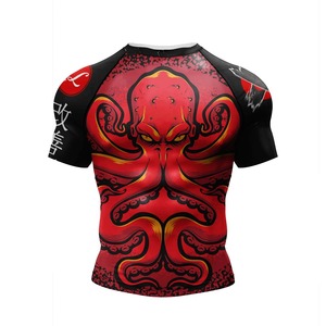 เสื้อมวยรัดรูปแขนยาวสำหรับผู้ชายเสื้อออกกำลังกายผ้าซับลิเมชัน bjjiju Jitsu เสื้อยืดปรับแต่งได้