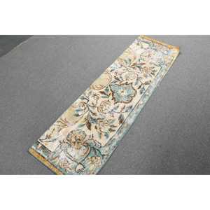 Alfombra Turca Vintage de Lana Azul, 1.8x5.9 pies - Product Image 4