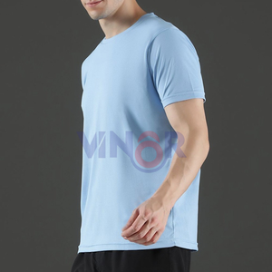 Camiseta personalizada de punto de algodón 100% para hombre, secado rápido, alta calidad, informal, ajuste Regular, versión sólida, diseño en blanco, logotipo personalizado - Product Image 4