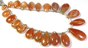 Cuentas de pera de piedra solar naranja Natural de 9 hebras 10-24mm Arco Iris africano brillo piedras preciosas sueltas suaves cuentas de piedras preciosas de piedra solar - Product Image 2