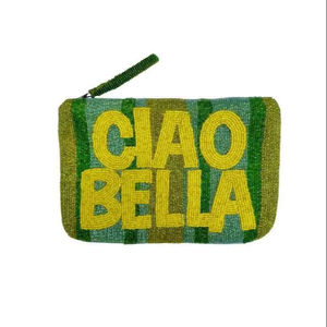 Porte-monnaie en perles fait main, pochette en broderie à la main avec pompon vert, porte-clés, portefeuille à fermeture éclair au meilleur prix - Product Image 1