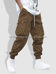 Pantalones Jogger Ligeros de Cintura Media con Logotipo Personalizado para Hombre, Pantalones Cargo de Lona de Algodón de Alta Calidad, Estilo Informal con Cordón para Gimnasio y Deporte - Product Image 6