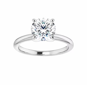 Anillo de compromiso solitario con dos diamantes cultivados en laboratorio, talla redonda brillante, F-VS2, para la fabricación de joyas, engaste de puntas en oro macizo de 14K - Product Image 1