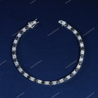Nouveau bracelet tennis classique élégant en argent sterling avec diamants noirs et blancs taillés en moissanite, certifié GRA, personnalisé et tendance