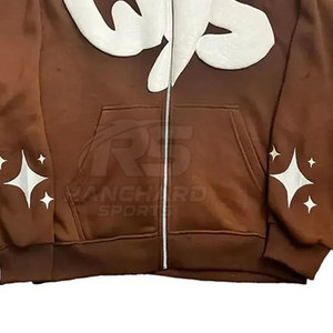 Ventes en gros de sweats à capuche personnalisés pour hommes, impression en relief, haute qualité, 100% coton, couleur unie, vêtements décontractés d'hiver - Product Image 6