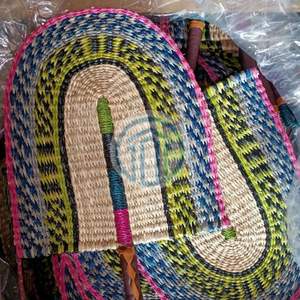 Arte Decorativo de Pared Tejido de Pasto Marino Sostenible al por Mayor, Decoración de Pared con Patrón de Abanico Azul y Naranja para Colgar en la Pared, Decoración del Hogar - Product Image 6