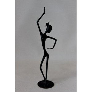 Escultura Figurativa de Bailarina, Hecha a Mano en Metal, Decoración Artística para Escritorio, Base Negra, Figura Dorada, Adorno para Mesa de Sala de Estar - Product Image 5