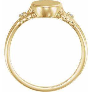 Anillo de Sello Ovalado con Flor-de-lis y Engaste Invisible, Chapado en Vermeil y Rodio, Joyería de Uso Diario con Diseño Agrupado - Product Image 2