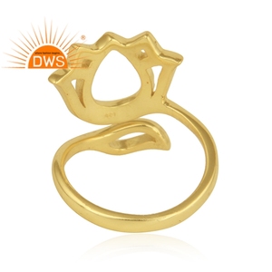 Anillo de diseño de loto chapado en oro de 18 quilates de plata de ley más vendido, joyería fina Demi para mujer, regalo para ella - Product Image 4