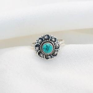Anillo de piedras preciosas turquesas, joyería para mujer, joyería de estilo bohemio de Plata de Ley 925, anillo hecho a mano de tendencia, regalo para ella - Product Image 3