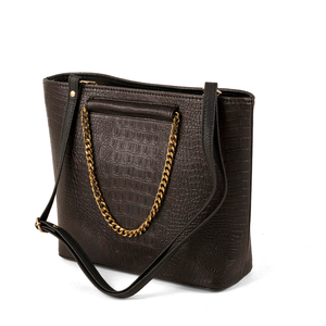 Femmes dame affaires mode chaîne sac broderie décoration étanche cuir synthétique fermeture éclair Portable caractéristiques - Product Image 3