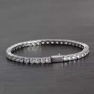 สร้อยข้อมือเทนนิสเพชรมอยส์ซอไนต์ขนาด8นิ้วทำจากเงิน925และทอง10K เครื่องประดับสำหรับทุกเพศสำหรับเป็นของขวัญ - Product Image 1