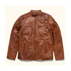 Men's Leather Winter <b>Jacket</b> Stand Collar Front Logo Custom Color Windproof <b>Waterproof</b> Design Fashionable Customized Logo - Product Image 3