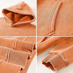 Nuevo diseño 2024 sudaderas con capucha desgastadas de alta calidad para hombres Casual Vintage Wash Hoodie 100% algodón ácido lavado transpirable - Product Image 3