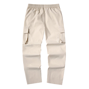 Pantalones Jogger Cargo Beige para Hombre, Cintura Elástica con Cordón, Múltiples Bolsillos, Estilo Casual, Utilitario, Pierna Recta, Pantalones de Trabajo, Ropa para Exteriores - Product Image 2