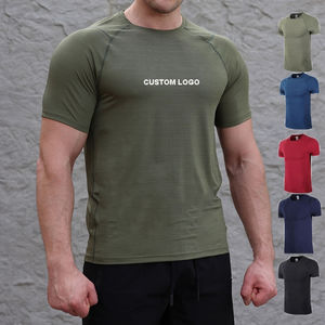 Quick Dry Sports Poliéster Fitness Workout Active Wear Camisetas para hombres Venta al por mayor Mens Gym Clothing Elastane T Shirts - Product Image 3