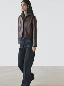 Chaqueta Universitaria de Piel de Oveja Auténtica Marrón Oscuro para Mujer, con Cierre, Estilo Vintage Informal, Ropa de Abrigo de Invierno con Forro de Algodón - Product Image 3