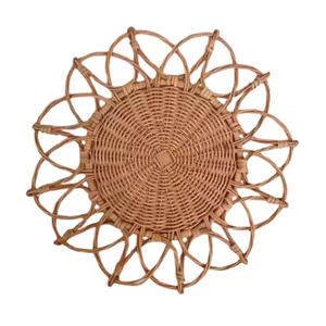 Plaque décorative en osier faite à la main Table à manger personnalisée Meilleur Viet Nam Spiral Design Flower Style Home Decor Rotin Type - Product Image 5