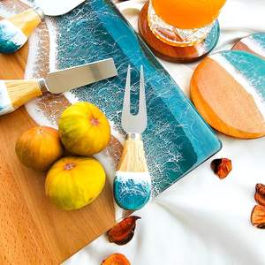 Ensemble de sous-verres en résine artistique, motif de modèle peint à la main, forme personnalisable, Rani Industries, décoration tendance, Saint-Valentin - Product Image 3