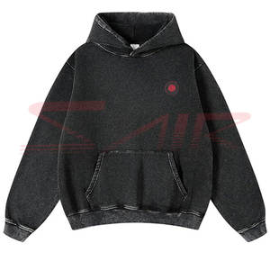 High Quality <b>Men's</b> <b>Black</b> Cotton Acid Wash Hoodie Custom Made Regular Fit Sweatshirts for Winter - Product Image 1