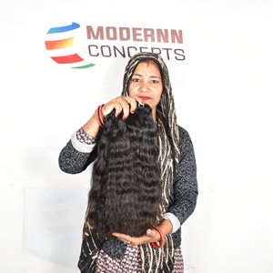 Paquetes ondulados sin procesar de templos indios Texturas naturales Extensiones de cabello humano virgen crudo con color brillante - Product Image 1