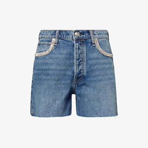 Shorts de Mezclilla Azul de Cintura Alta para Hombre, Casuales, Lavados, de Algodón y Lona, con Cierre de Botones, Precio al por Mayor Personalizado - Product Image 2
