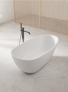 Baignoire autoportante rectangulaire moderne en pierre artificielle écologique 1,6 m avec drain, surface solide de luxe pour hôtel et villa - Product Image 4