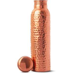 <b>Drinking</b> water And Juice Storage <b>Metal</b> Copper Water <b>Bottle</b> Hammered Design 100% Pure Copper Water <b>Bottle</b> Ayurveda Health - Product Image 1