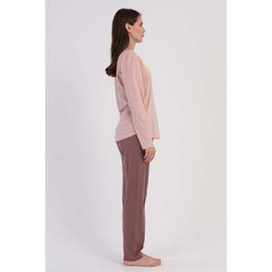 KADIN P.SUPREM O YAKA UZUN KOL ETEGI OVAL PIJAMA TAKIM - ชุดนอนโอวัลสีชมพูอ่อน - สีชมพูอ่อน - Product Image 3