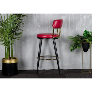 Silla de Bar de madera con marco de metal de elegancia moderna Diseño de calidad premium para espacios de cafetería y restaurante en casa - Product Image 1