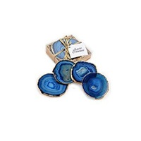 Vente en gros Sous-verres en agate bleue avec pierre dorée Sous-verres en agate bleue Vente en gros Sous-verres en agate bleue avec coussinets et tapis en pierre dorée