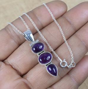 Joyería de piedras preciosas de amatista, colgante indio de la mejor calidad, colgante de Plata de Ley 925, regalo de boda para el amor con joyería de sello 925 - Product Image 6