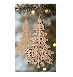 Beaux ornements suspendus de Noël en bois avec des formes d'ange et d'étoile pour la décoration d'arbre de vacances - Product Image 2