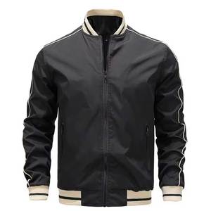 Wholesale Custom Design 2026 Men's Streetwear Bomber <b>Jacket</b> Oversized Casual Canvas <b>Jacket</b> with Stand Collar and Zipper Closure - Product Image 1