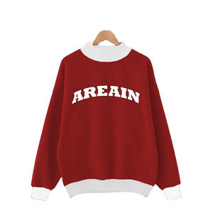 Personalizado de gran tamaño bordado Logo parches pulóver sudadera dos tonos Varsity Mockneck sudadera - Product Image 3