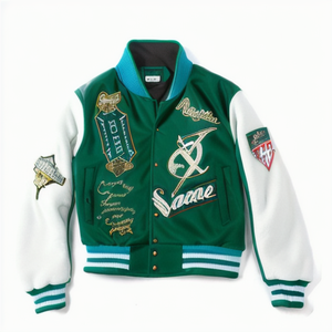 Veste universitaire personnalisée pour hommes Streetwear avec bouton tissé Varsity Letterman Jacket - Product Image 2