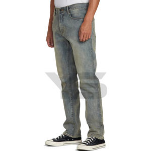 Pantalones vaqueros de pierna recta lavados con ácido para hombre, logotipo personalizado, nuevo diseño, pantalones de cintura media, botón de talla grande, venta al por mayor - Product Image 2