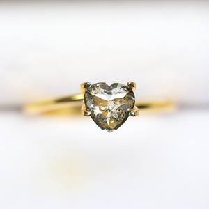 1.00 CT Naturel Coeur Coupe Sel et Poivre Lâche Diamant Unique Bagues de Fiançailles et de Mariage - Product Image 3