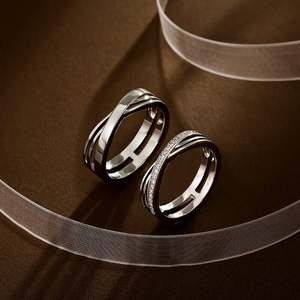Ensemble de bagues torsadées croisées en argent sterling Jeulia pour couple, pour anniversaire - Product Image 3