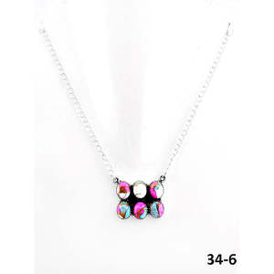 Southwest Style Cotton Candy Mohave & Sterling Silver Crystal <b>Necklace</b> - Product Image 6