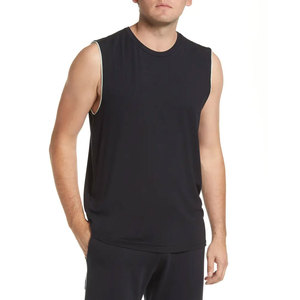 Camiseta sin mangas negra lisa de alta calidad de almacén 2026 para hombre con logotipo personalizado - Product Image 1